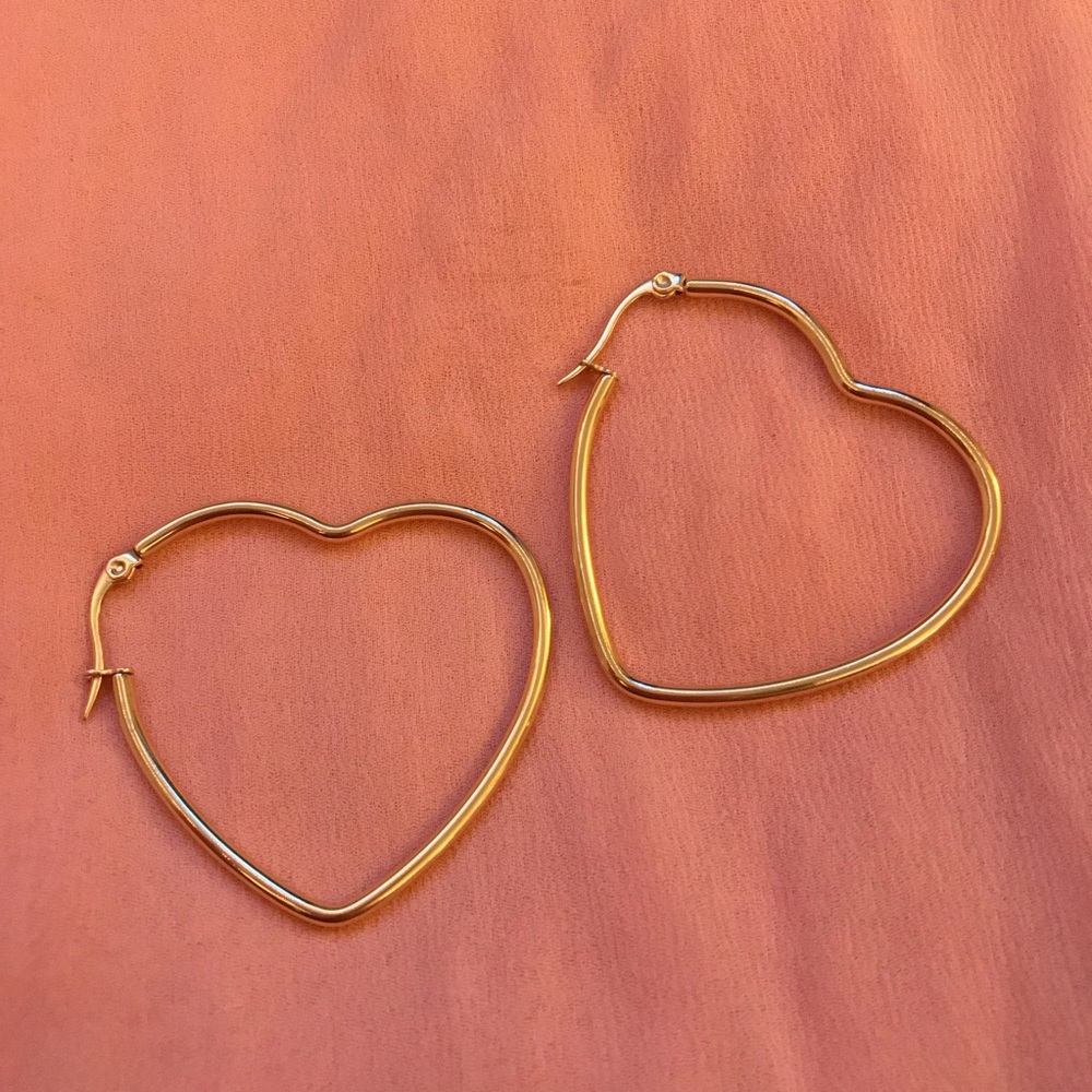 Gold Heart Shaped Earrings